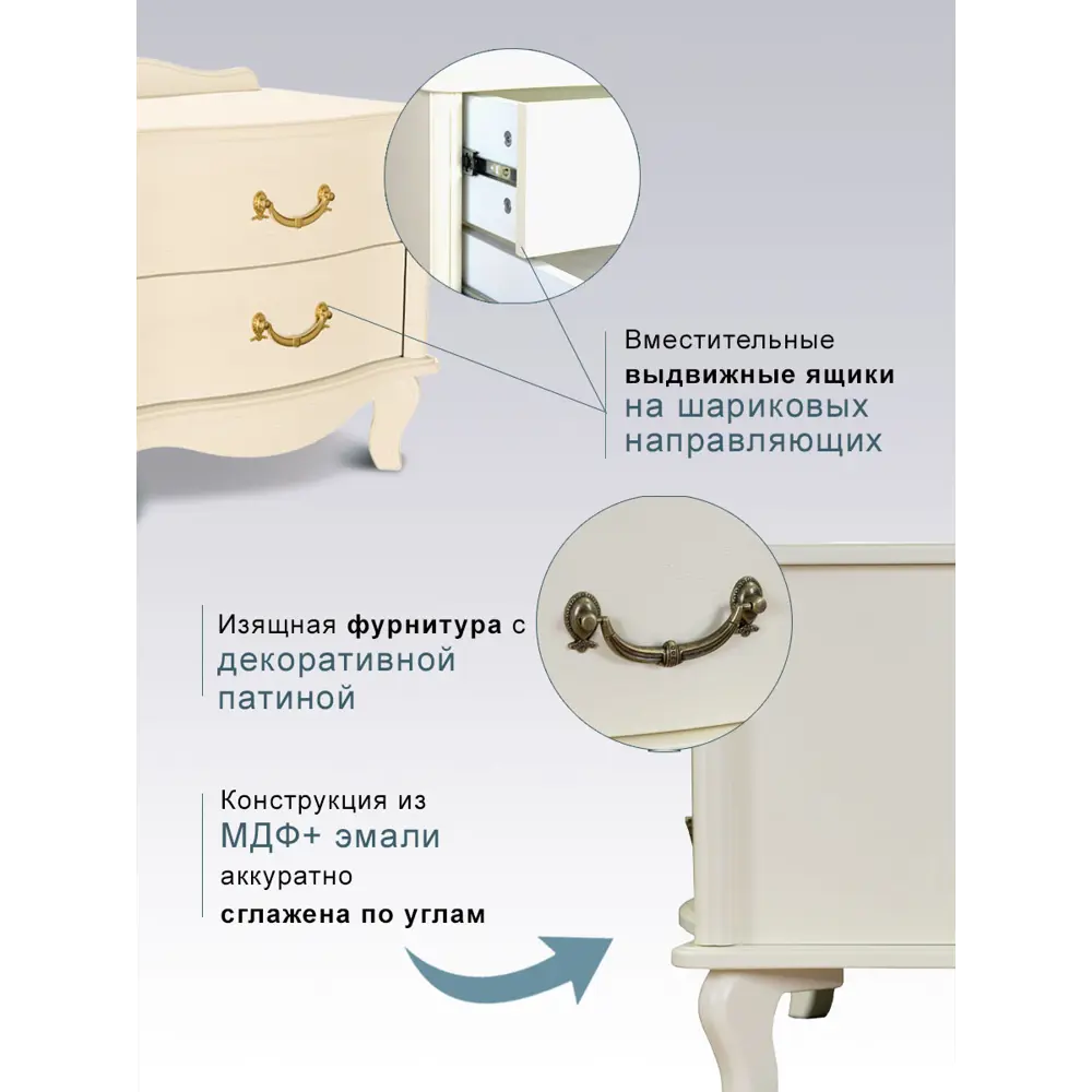 Фото 2 Тумба прикроватная Мебелик 50x50x41 см 2 ящика МДФ цвет белый Фото 2 Тумба прикроватная Мебелик 50x50x41 см 2 ящика МДФ цвет белый