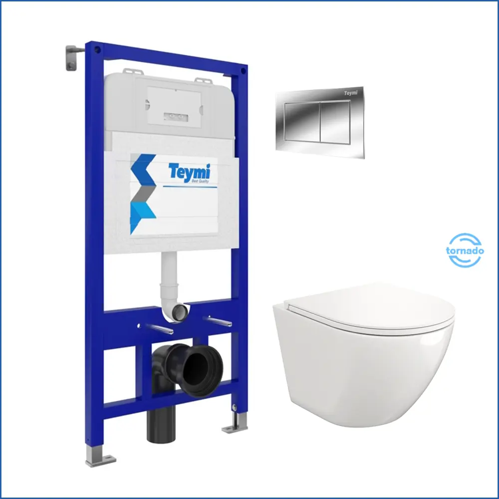 Фото 2 Комплект Teymi F00363: инсталляция Aina 52, клавиша смыва Aina хром, унитаз Lina Vortex Фото 2 Комплект Teymi F00363: инсталляция Aina 52, клавиша смыва Aina хром, унитаз Lina Vortex