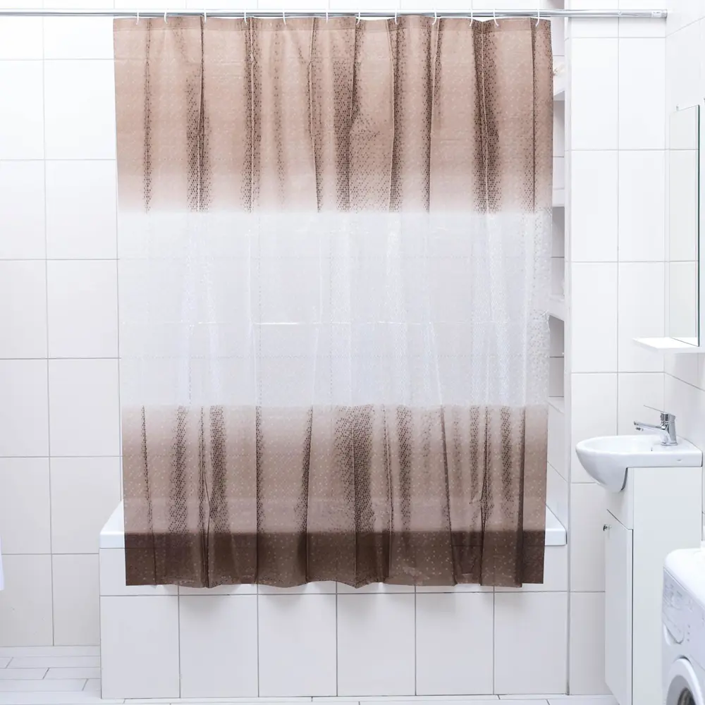 Фото Шторка для ванной комнаты Доляна 1279202 180x180см цвет белый Фото Шторка для ванной комнаты Доляна 1279202 180x180см цвет белый