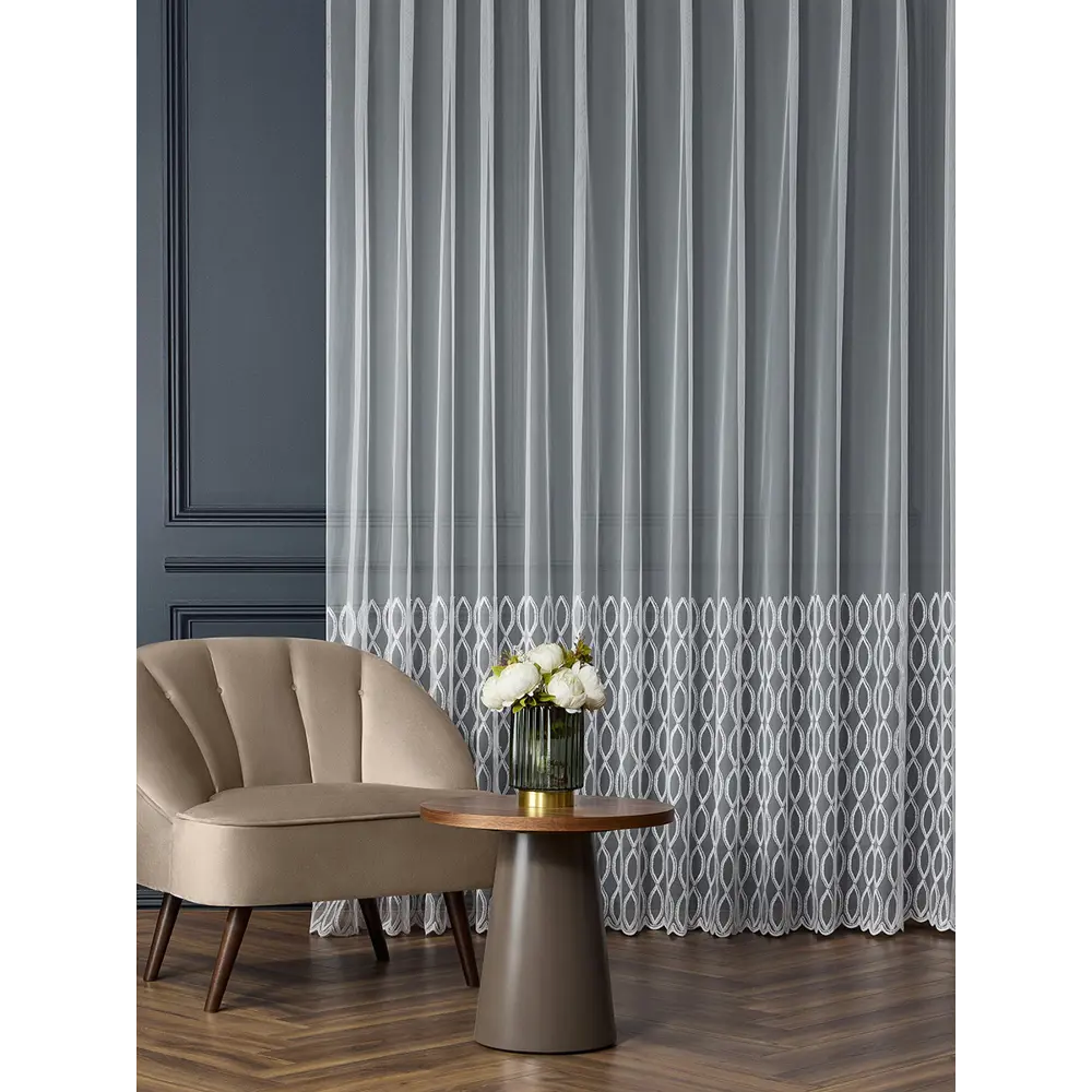 Фото Штора Arya home 8001885870063 на шторной ленте 250x500 см цвет белый Фото Штора Arya home 8001885870063 на шторной ленте 250x500 см цвет белый