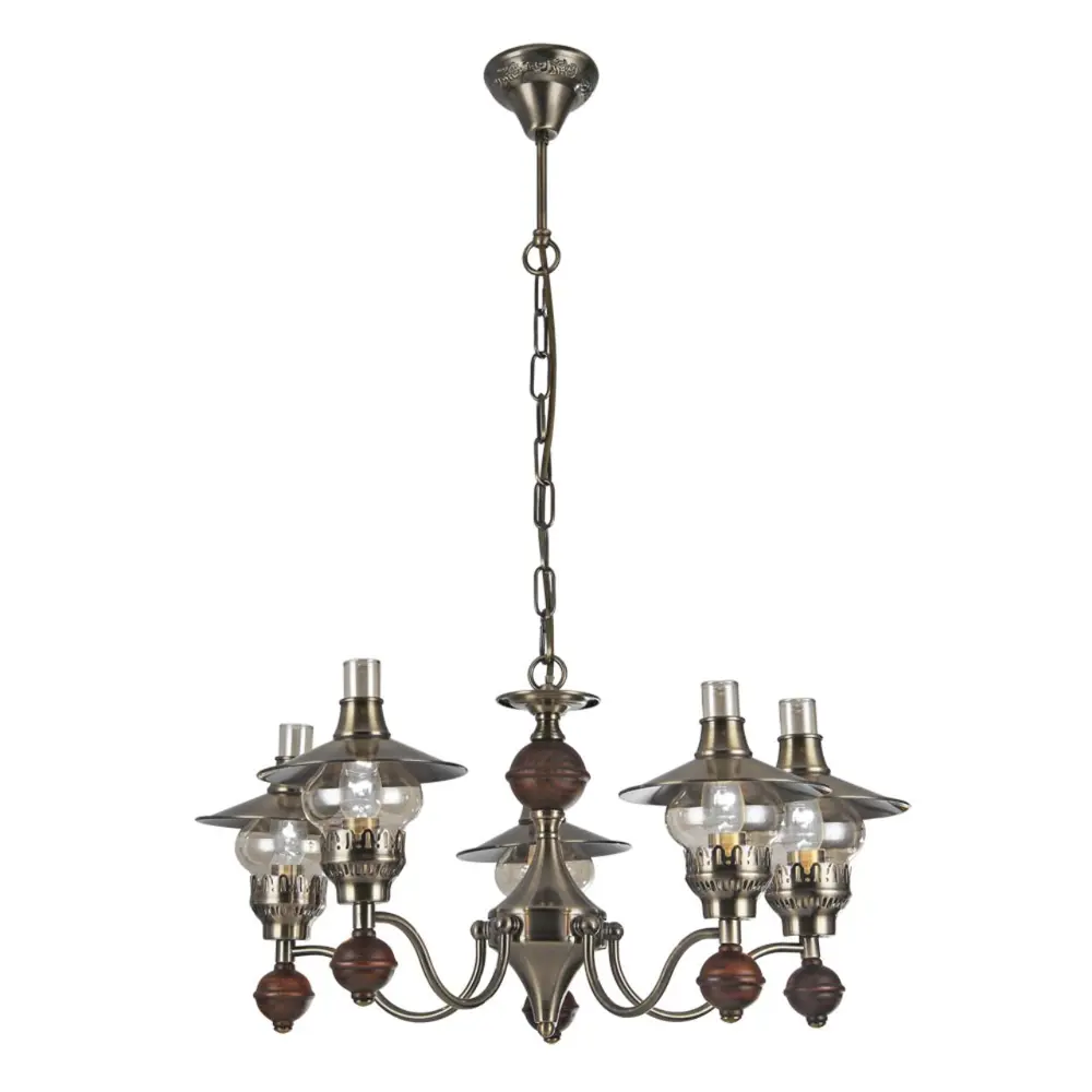 Фото Люстра потолочная ARTE LAMP TRATTORIA 5 ламп 15 м² цвет коричневый Фото Люстра потолочная ARTE LAMP TRATTORIA 5 ламп 15 м² цвет коричневый