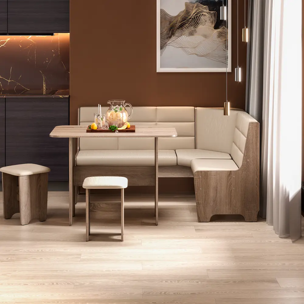 Фото 2 Техас Кухонный уголок Исп.2 (Дуб Сонома трюфель/Кашемир Крем) Фото 2 Техас Кухонный уголок Исп.2 (Дуб Сонома трюфель/Кашемир Крем)