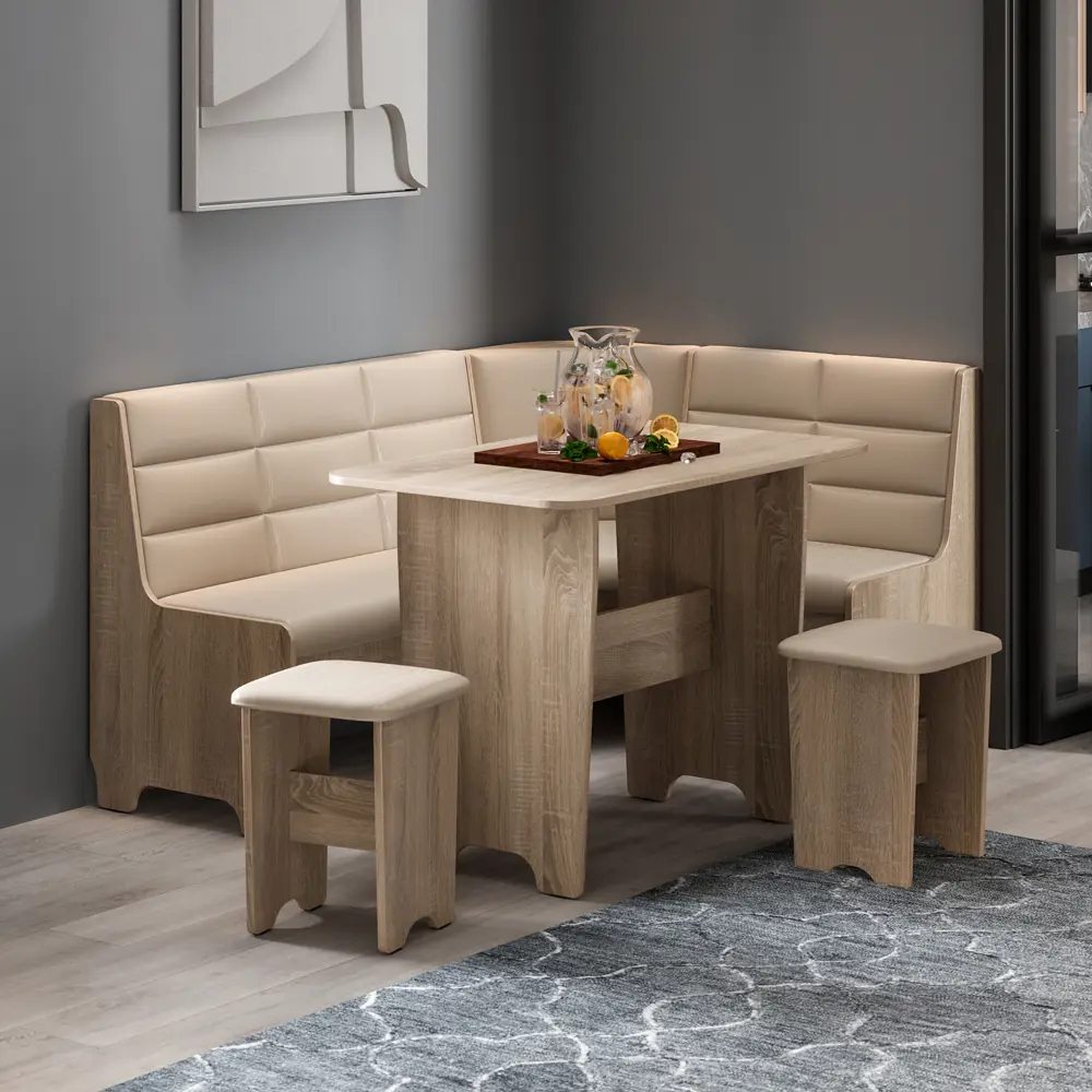 Фото 2 Техас Кухонный уголок Исп.2 (Дуб Сонома/Кашемир Крем) Фото 2 Техас Кухонный уголок Исп.2 (Дуб Сонома/Кашемир Крем)