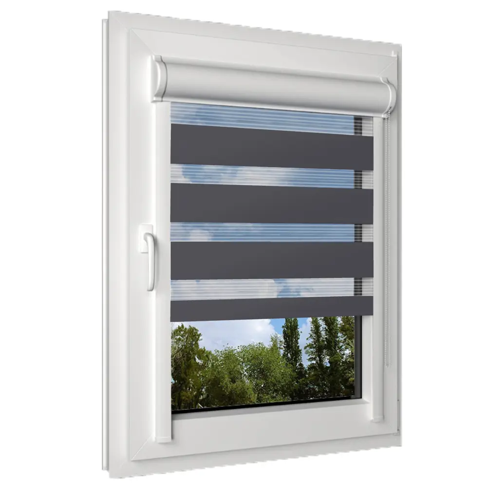 Фото Рулонная штора день/ночь Унистайл RKRZCHER070160, 70x160см, цвет черный