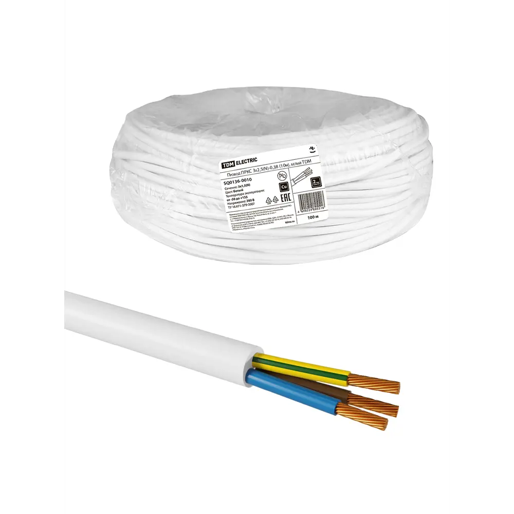 Фото Провод Tdm electric ПРКС 2x1.5(N) 10 м цвет белый Фото Провод Tdm electric ПРКС 2x1.5(N) 10 м цвет белый