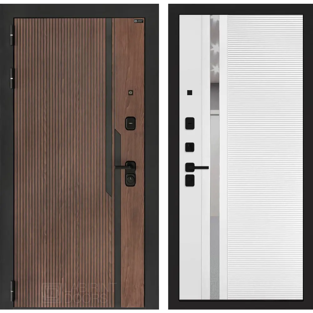 Фото Входная дверь Лабиринт Кармина левый 205x88см цвет орех американский с патиной/белый софт с зеркалом П31 Фото Входная дверь Лабиринт Кармина левый 205x88см цвет орех американский с патиной/белый софт с зеркалом П31