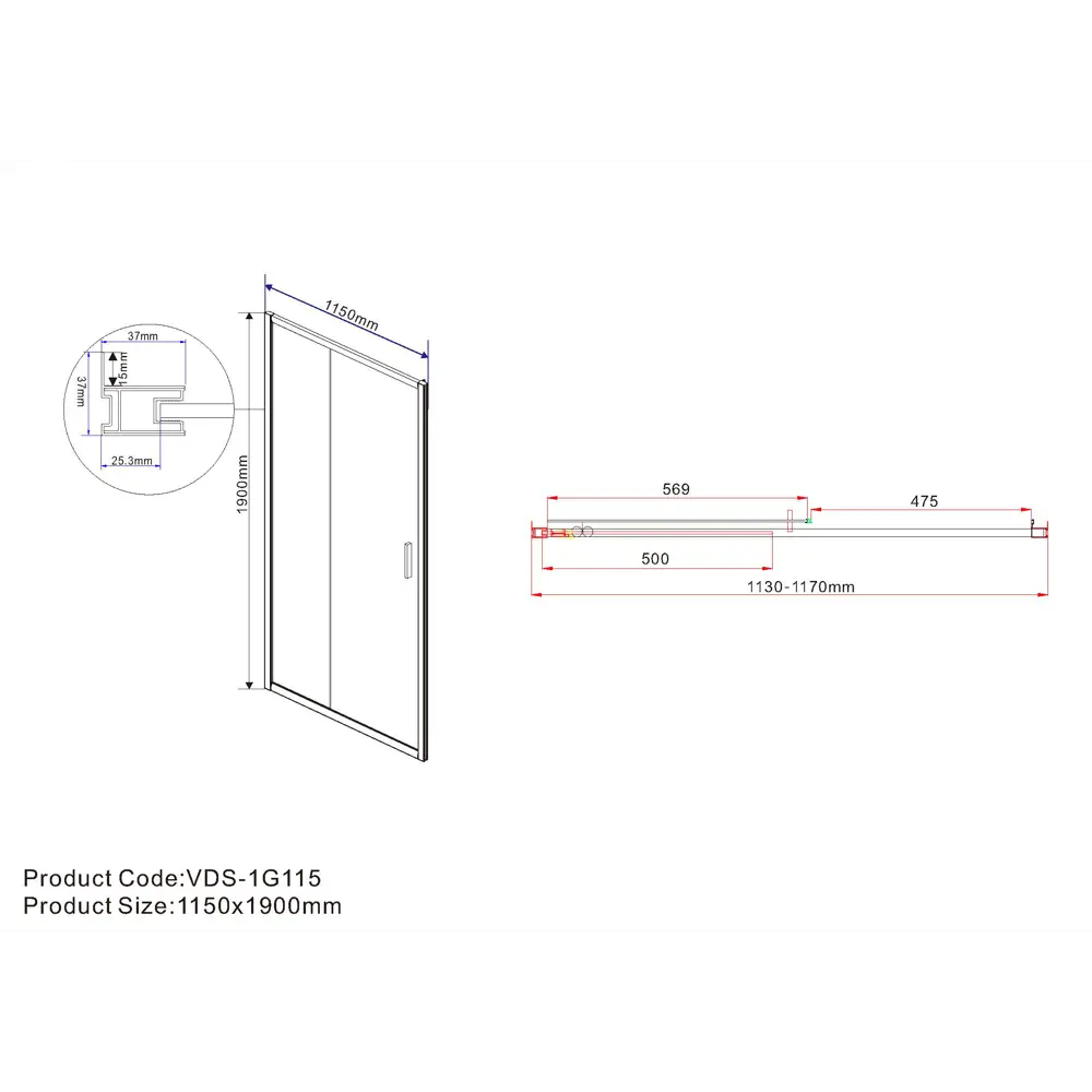 Фото 5 Душевая дверь Vincea VDS-1G115CLG 115см эффект стекла прозрачный раздвижной Фото 5 Душевая дверь Vincea VDS-1G115CLG 115см эффект стекла прозрачный раздвижной