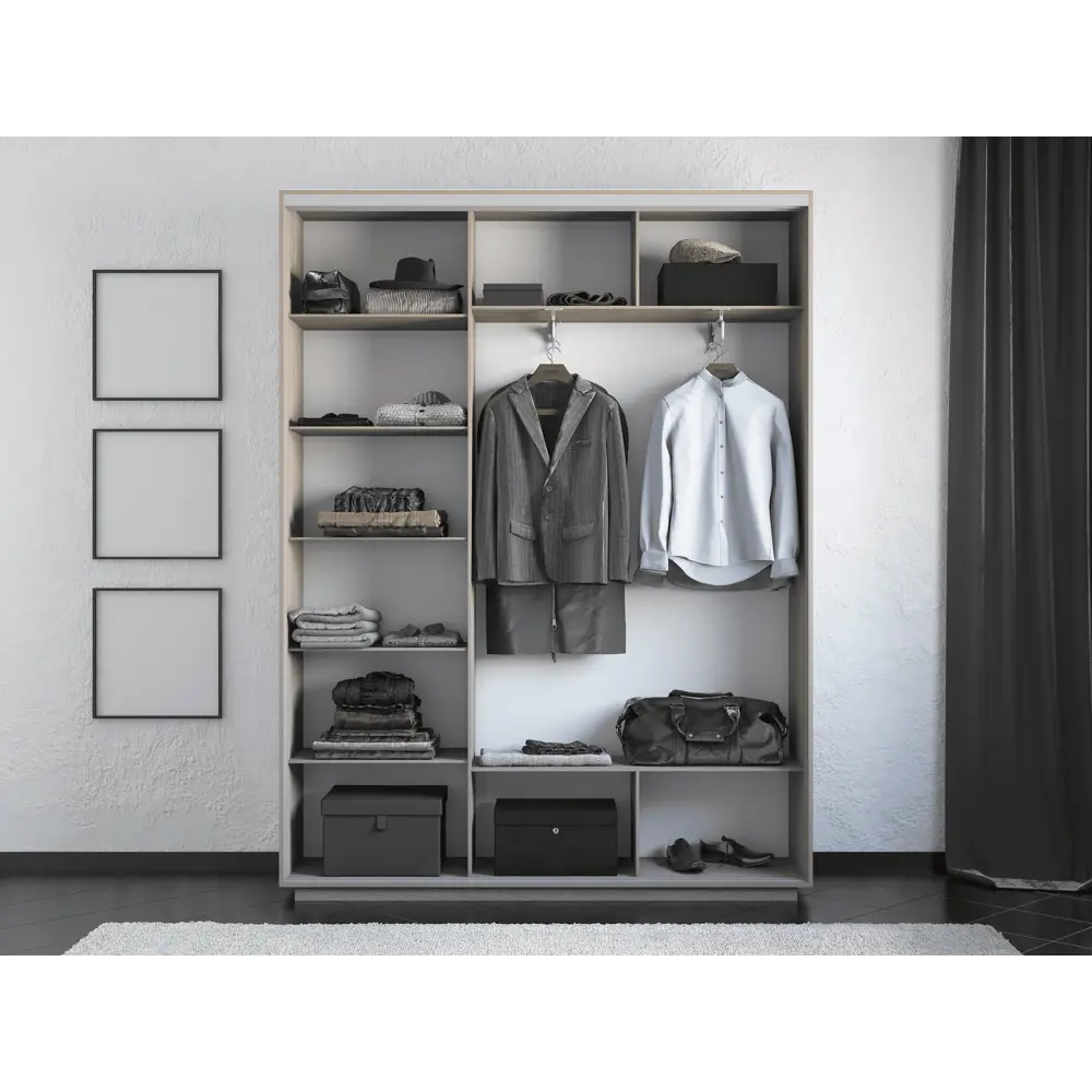 Фото 2 Шкаф-купе Мебельная Компания Е1 3 дверный 240x240x45 см зеркало 9 полок ЛДСП цвет ясень шимо светлый Фото 2 Шкаф-купе Мебельная Компания Е1 3 дверный 240x240x45 см зеркало 9 полок ЛДСП цвет ясень шимо светлый