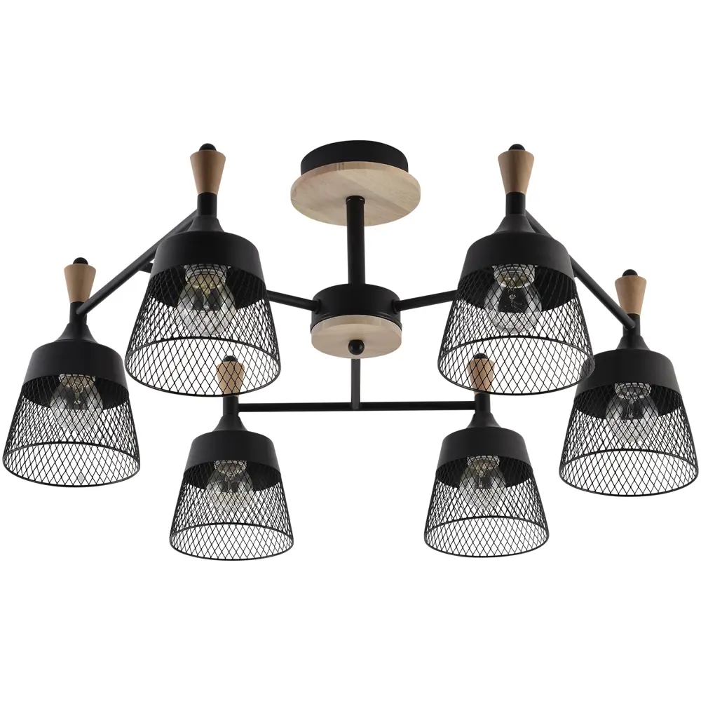 Фото 6 Люстра на штанге Reluce Нет 01492-0.3-06 bk+wood 6 лампа 18 м² цвет черный Фото 6 Люстра на штанге Reluce Нет 01492-0.3-06 bk+wood 6 лампа 18 м² цвет черный