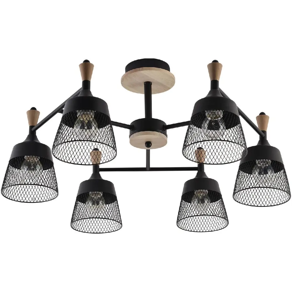 Фото 5 Люстра на штанге Reluce Нет 01492-0.3-06 bk+wood 6 лампа 18 м² цвет черный Фото 5 Люстра на штанге Reluce Нет 01492-0.3-06 bk+wood 6 лампа 18 м² цвет черный