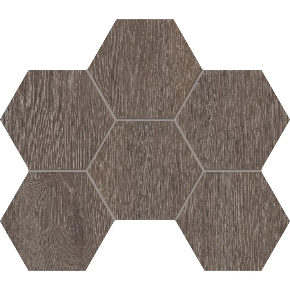Фото Декоративная мозаика Estima Kraft Wood KW03 25x28.5 см Гексагон цвет коричневый Фото Декоративная мозаика Estima Kraft Wood KW03 25x28.5 см Гексагон цвет коричневый