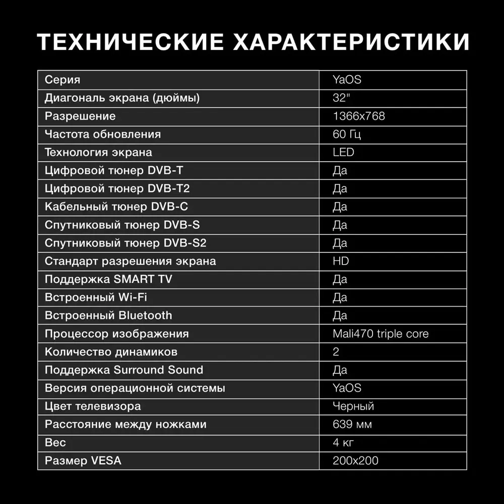 Фото 7 Телевизор Hyundai H-LED32BS5003 HD Smart TV 32" 81 см цвет черный Фото 7 Телевизор Hyundai H-LED32BS5003 HD Smart TV 32" 81 см цвет черный