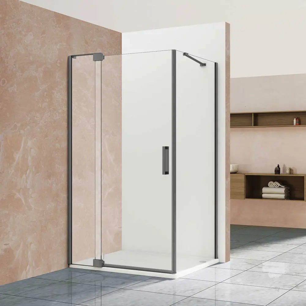 Фото Душевой уголок Vincea Extra VSR-1E111290CLGM прямоугольный 110x90см антрацит профиль эффект стекла прозрачное закаленное стекло