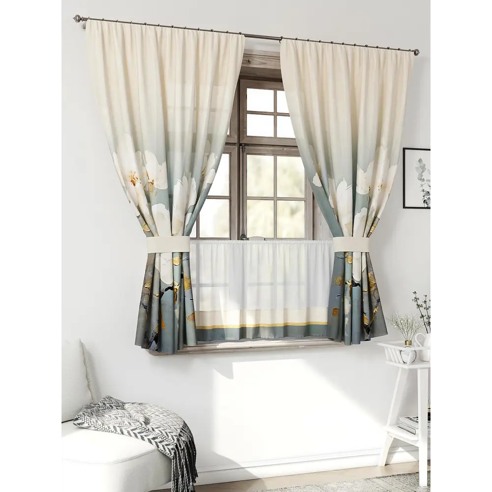 Фото 3 Комплект штор Comfy way CW705116-160 на шторной ленте 160x150 см цвет бежевый, серый Фото 3 Комплект штор Comfy way CW705116-160 на шторной ленте 160x150 см цвет бежевый, серый
