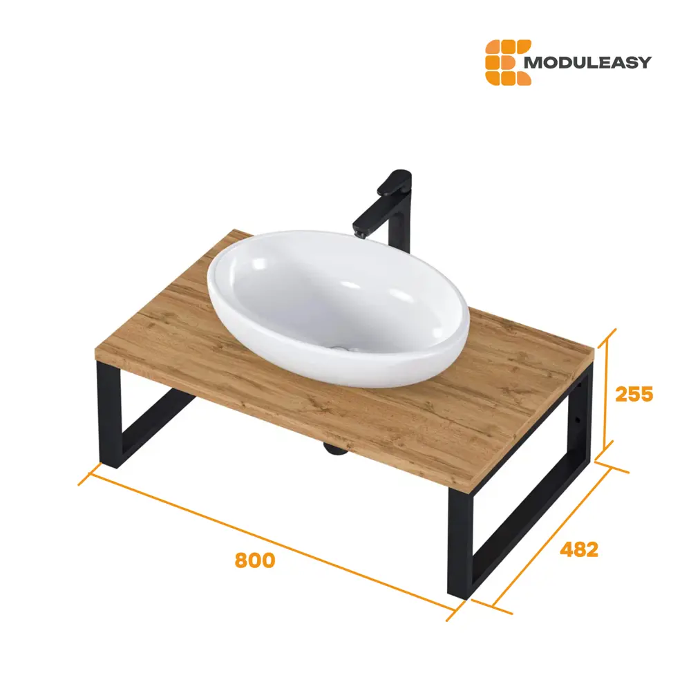 Фото 4 Столешница в ванную Moduleasy Ц0000038972 80x48.2см ДСП цвет коричневый Фото 4 Столешница в ванную Moduleasy Ц0000038972 80x48.2см ДСП цвет коричневый
