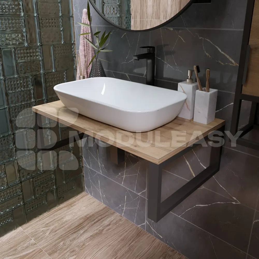 Фото 6 Столешница в ванную Moduleasy Ц0000038972 80x48.2см ДСП цвет коричневый Фото 6 Столешница в ванную Moduleasy Ц0000038972 80x48.2см ДСП цвет коричневый