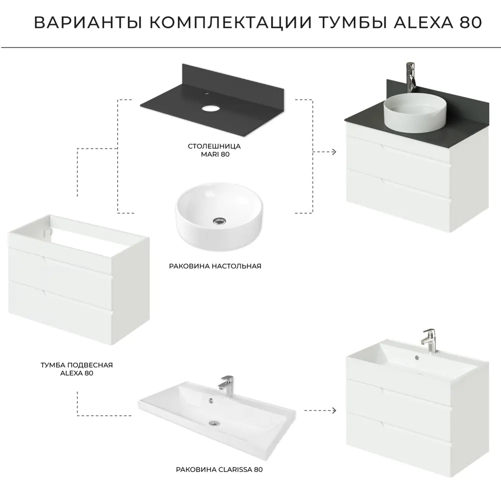 Фото 6 Тумба под раковину Итана Alexa 4657810334717 подвесная 80.50см цвет белый глянец Фото 6 Тумба под раковину Итана Alexa 4657810334717 подвесная 80.50см цвет белый глянец