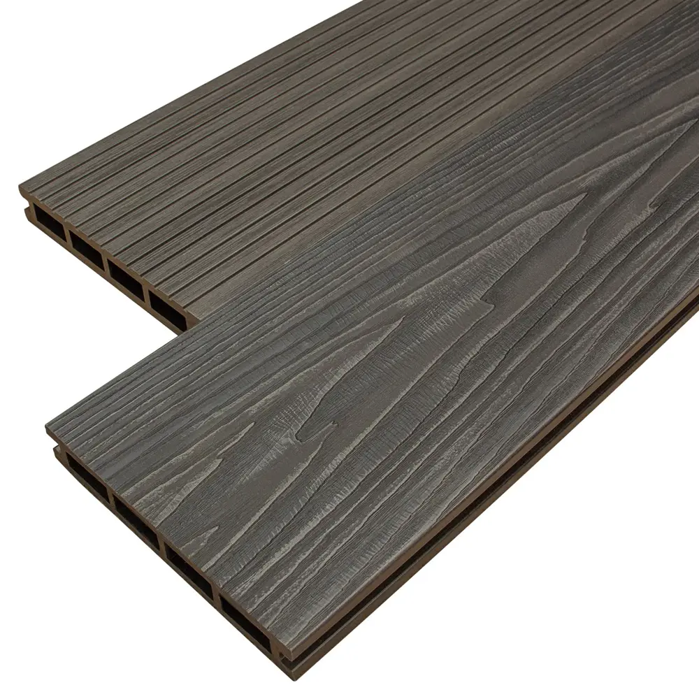 Фото Террасная доска ДПК Poly-deck Classic цвет графит 1500x150x24мм двусторонний вельвет/структура дерева 0.45м² 2шт Фото Террасная доска ДПК Poly-deck Classic цвет графит 1500x150x24мм двусторонний вельвет/структура дерева 0.45м² 2шт