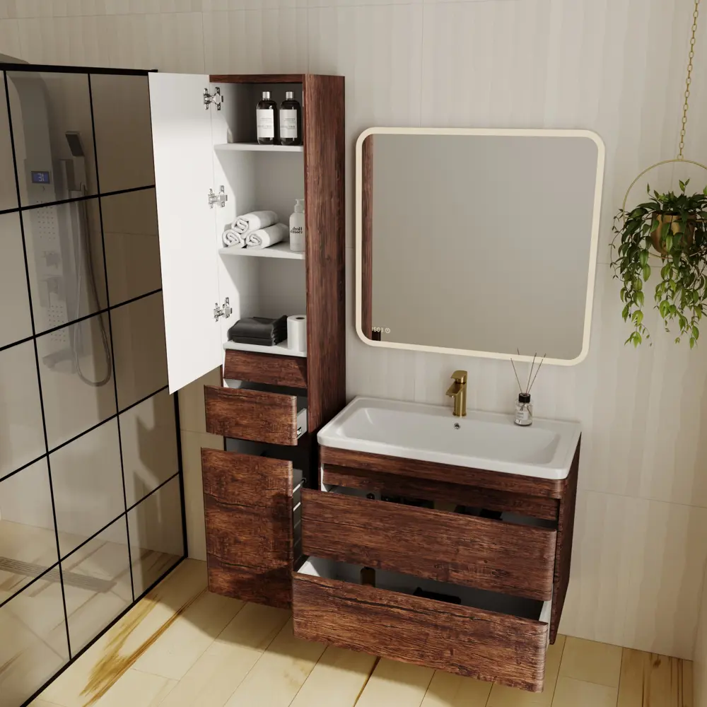 Фото 8 Пенал для ванной STYLE LINE Атлантика 35 L PLUS СС-00002222 с корзиной Люкс старое дерево Фото 8 Пенал для ванной STYLE LINE Атлантика 35 L PLUS СС-00002222 с корзиной Люкс старое дерево