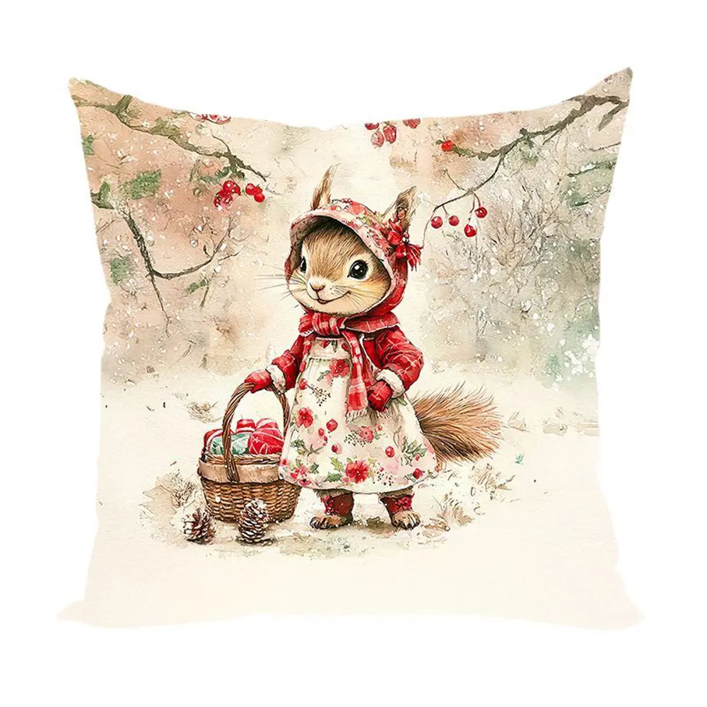 Фото Подушка декоративная Zaberite Белочка Брусничка в Новогоднем лесу 4305, 40x40 см Фото Подушка декоративная Zaberite Белочка Брусничка в Новогоднем лесу 4305, 40x40 см