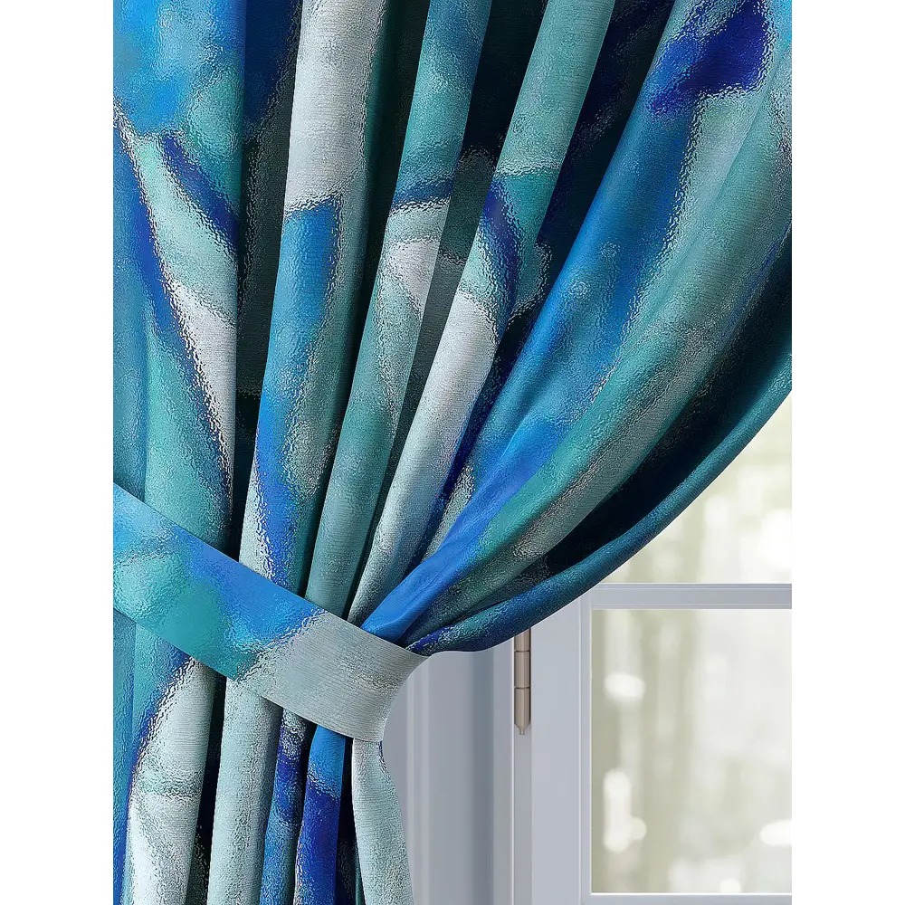 Фото 3 Комплект штор Comfy Way Элокиренс TD-958313 на шторной ленте, 260x150 см, цвет бирюзовый Фото 3 Комплект штор Comfy Way Элокиренс TD-958313 на шторной ленте, 260x150 см, цвет бирюзовый
