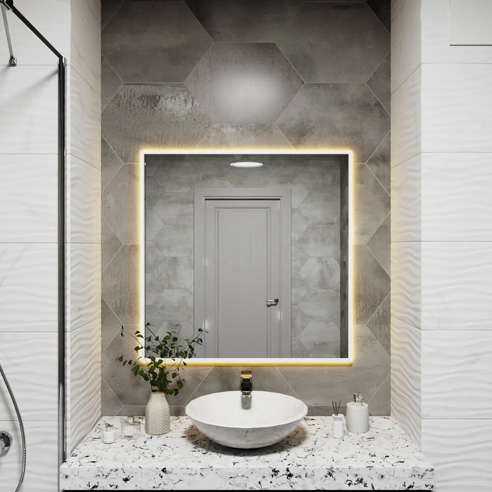 Фото Зеркало со встроенной подсветкой One mirror 8080бст 80x80 см Фото Зеркало со встроенной подсветкой One mirror 8080бст 80x80 см