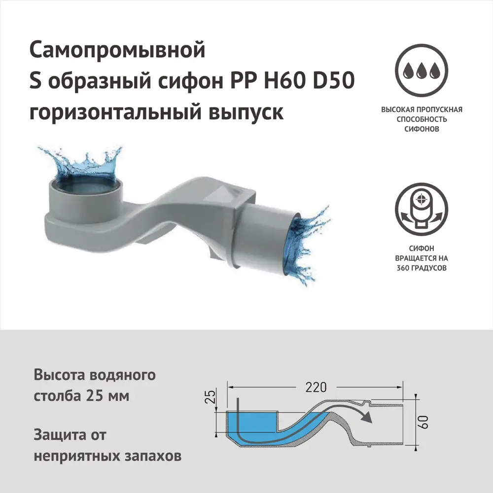 Фото 5 Желоб Berges водосток напольный B1 Keramik 700 S-сифон D50 боковой цвет матовый черный