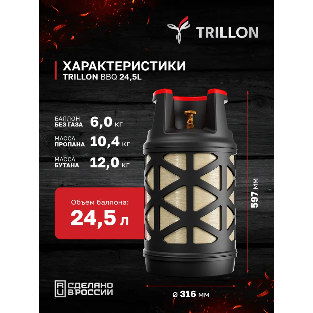 Фото 5 Баллон газовый композитный Trillon BBQ 24.5л Фото 5 Баллон газовый композитный Trillon BBQ 24.5л