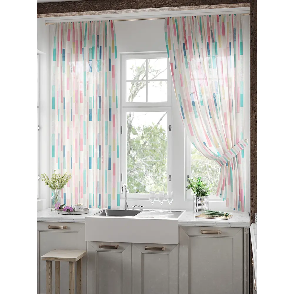 Фото 2 Тюль Helga Базовая коллекция HH930703 на шторной ленте 180x150 см цвет белый Фото 2 Тюль Helga Базовая коллекция HH930703 на шторной ленте 180x150 см цвет белый