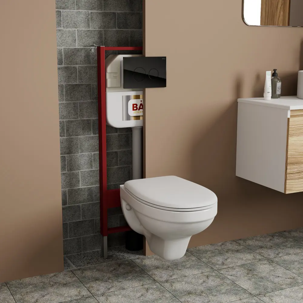 Фото Комплект BAUEDGE NEO45700-30745-Q00011 6 в 1: инсталляция 45 для унитаза, унитаз Rio Luxe 52x35, сиденье микролифт, кнопка из стекла Dream Фото Комплект BAUEDGE NEO45700-30745-Q00011 6 в 1: инсталляция 45 для унитаза, унитаз Rio Luxe 52x35, сиденье микролифт, кнопка из стекла Dream