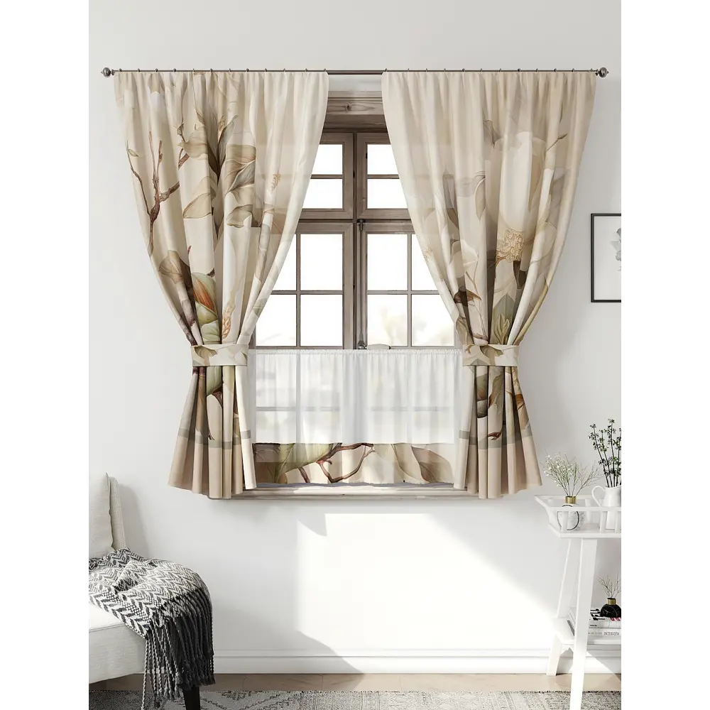 Фото Комплект штор Comfy way Иномик - 70 CW705070-160 на шторной ленте 160x150 см цвет бежевый Фото Комплект штор Comfy way Иномик - 70 CW705070-160 на шторной ленте 160x150 см цвет бежевый