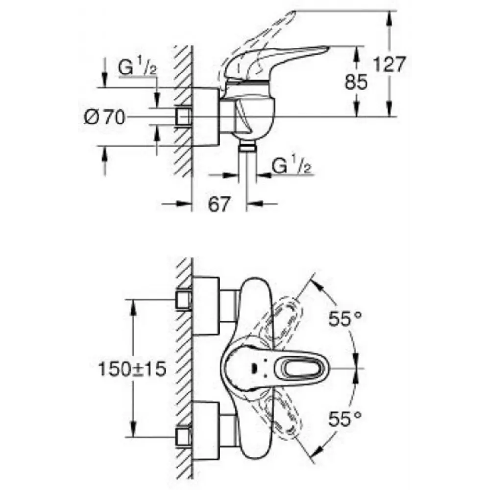 Фото 2 Смеситель для душа Grohe Eurostyle хром 33590003 Фото 2 Смеситель для душа Grohe Eurostyle хром 33590003