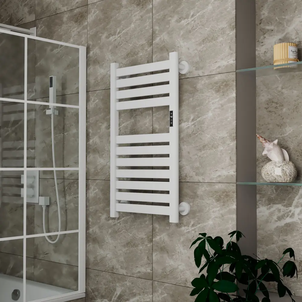 Фото Полотенцесушитель электрический Bauedge Elite Elegant White AF0026 450x800 мм 350 Вт лесенка цвет белый матовый Фото Полотенцесушитель электрический Bauedge Elite Elegant White AF0026 450x800 мм 350 Вт лесенка цвет белый матовый