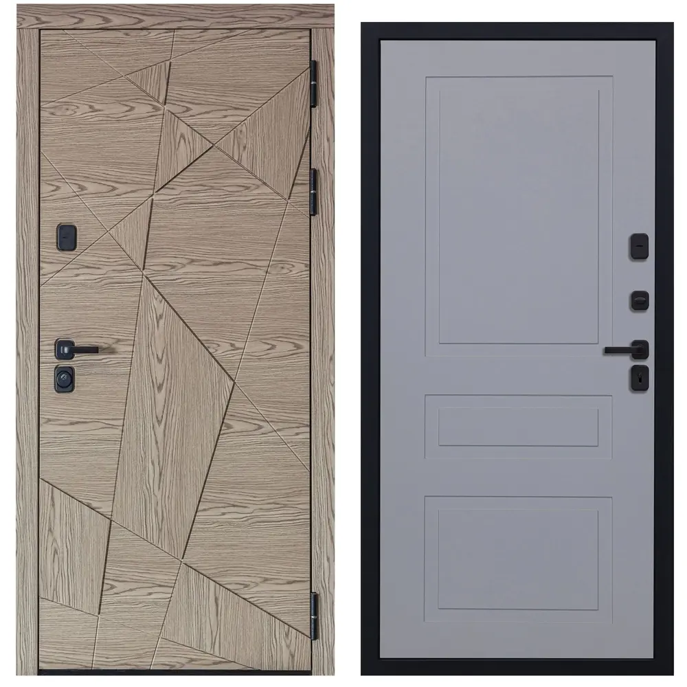 Фото Входная дверь Diva 97/1 правый 205x86см цвет дуб натуральный/силк маус Н13 Фото Входная дверь Diva 97/1 правый 205x86см цвет дуб натуральный/силк маус Н13