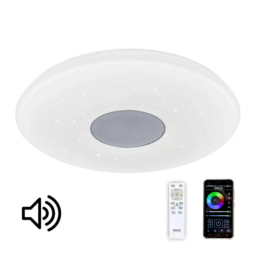 Фото 2 Потолочный светильник светодиодный Citilux Light & Music CL703M60 20 м² цвет белый Фото 2 Потолочный светильник светодиодный Citilux Light & Music CL703M60 20 м² цвет белый