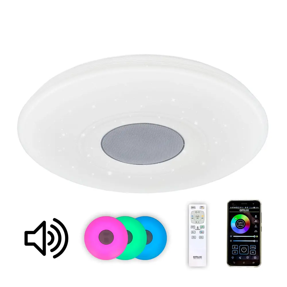 Фото Потолочный светильник светодиодный Citilux Light & Music CL703M60 20 м² цвет белый Фото Потолочный светильник светодиодный Citilux Light & Music CL703M60 20 м² цвет белый