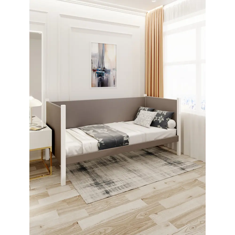 Фото 3 Кровать Solarius Тахта сплошное основание 110 x 101 x 210 см дерево цвет мокко мусс;белый Фото 3 Кровать Solarius Тахта сплошное основание 110 x 101 x 210 см дерево цвет мокко мусс;белый