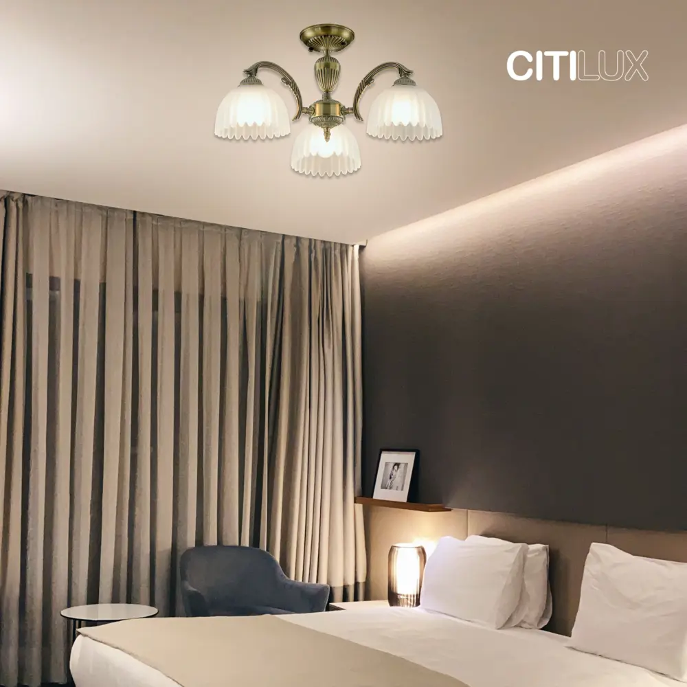 Фото 5 Люстра потолочная Citilux Cl414133 3 лампы 10 м² цвет бронза Фото 5 Люстра потолочная Citilux Cl414133 3 лампы 10 м² цвет бронза