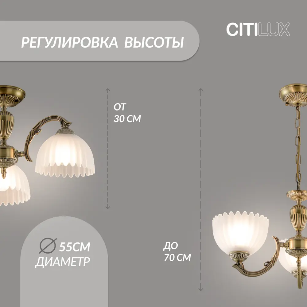 Фото 3 Люстра потолочная Citilux Cl414133 3 лампы 10 м² цвет бронза Фото 3 Люстра потолочная Citilux Cl414133 3 лампы 10 м² цвет бронза