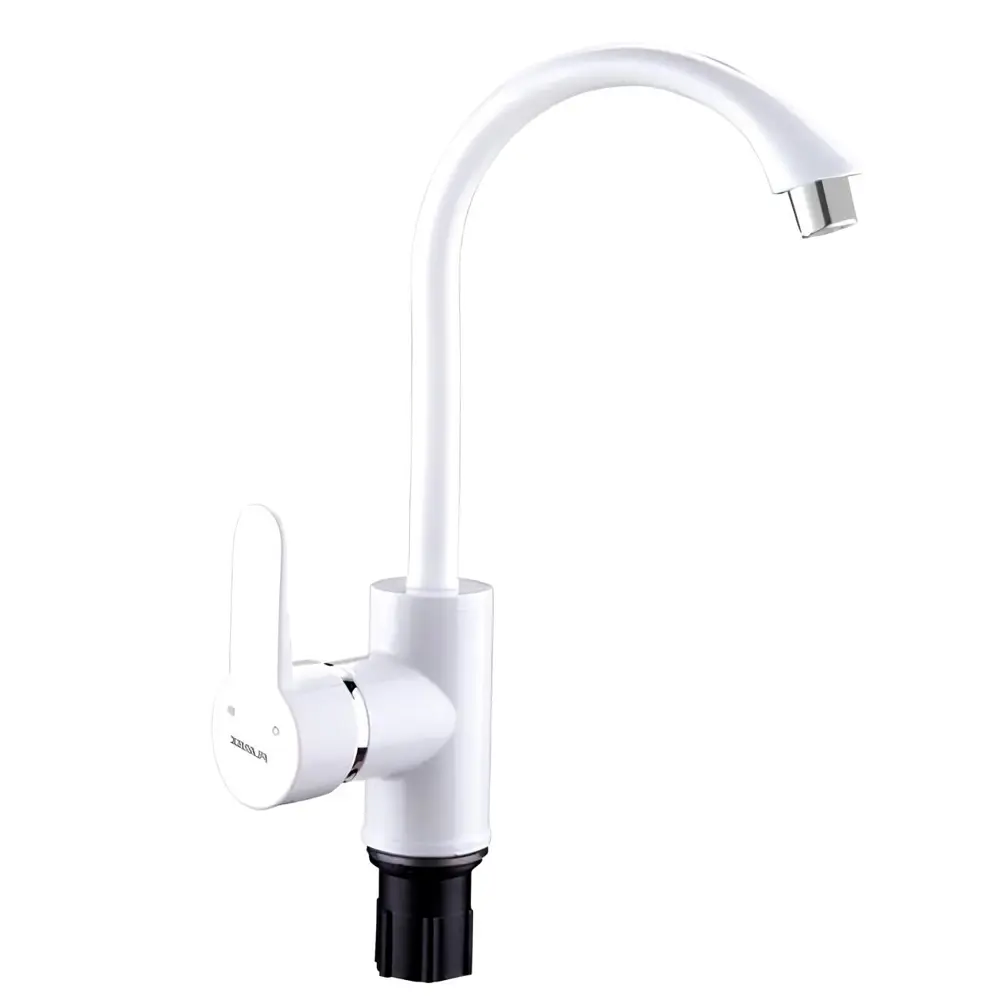 Фото Смеситель для кухни Plamix PM0010 19 см поворотный излив цвет белый