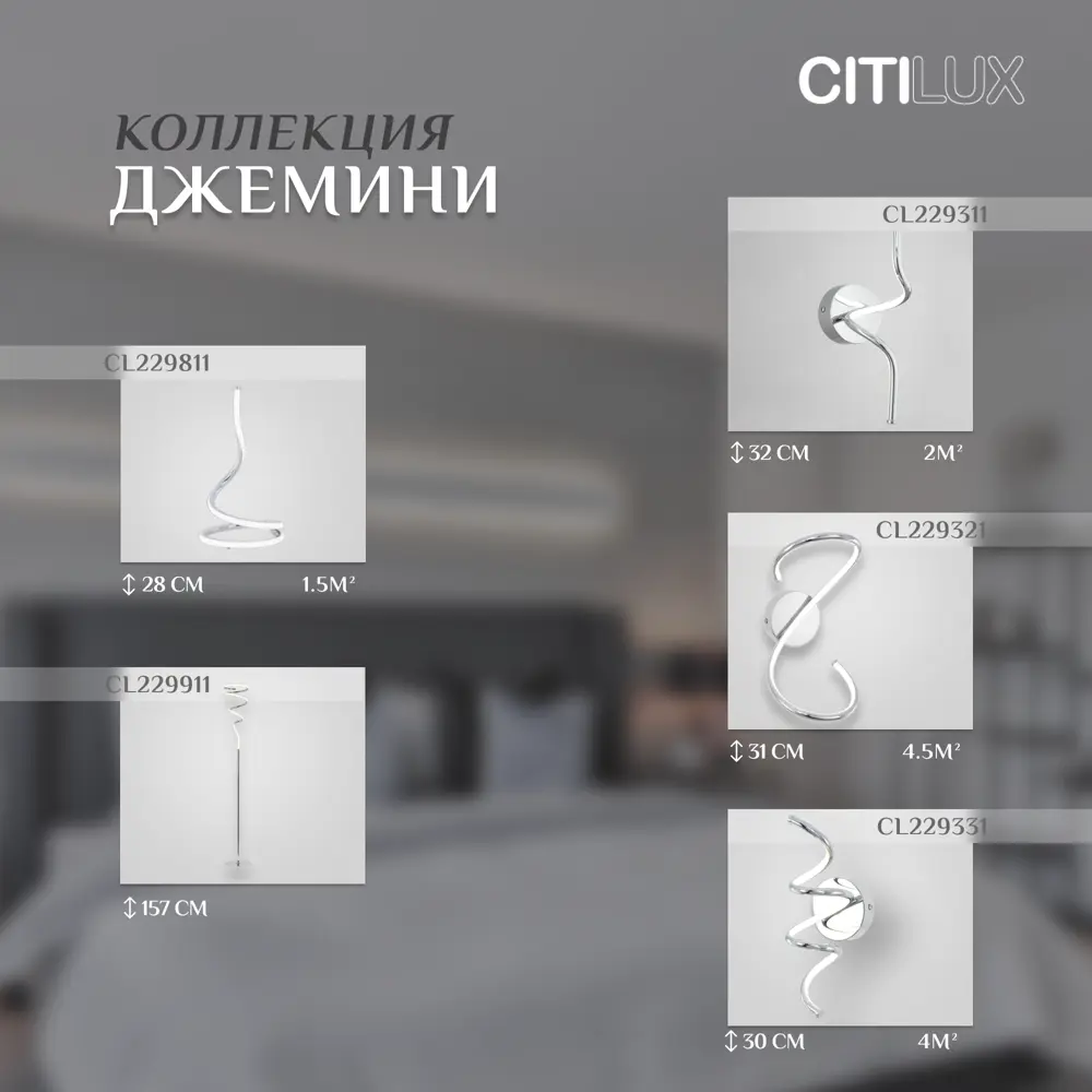 Фото 5 Настенный светильник светодиодный Citilux Джемини Cl229331 хром св-к нейтральный белый свет цвет хромированный