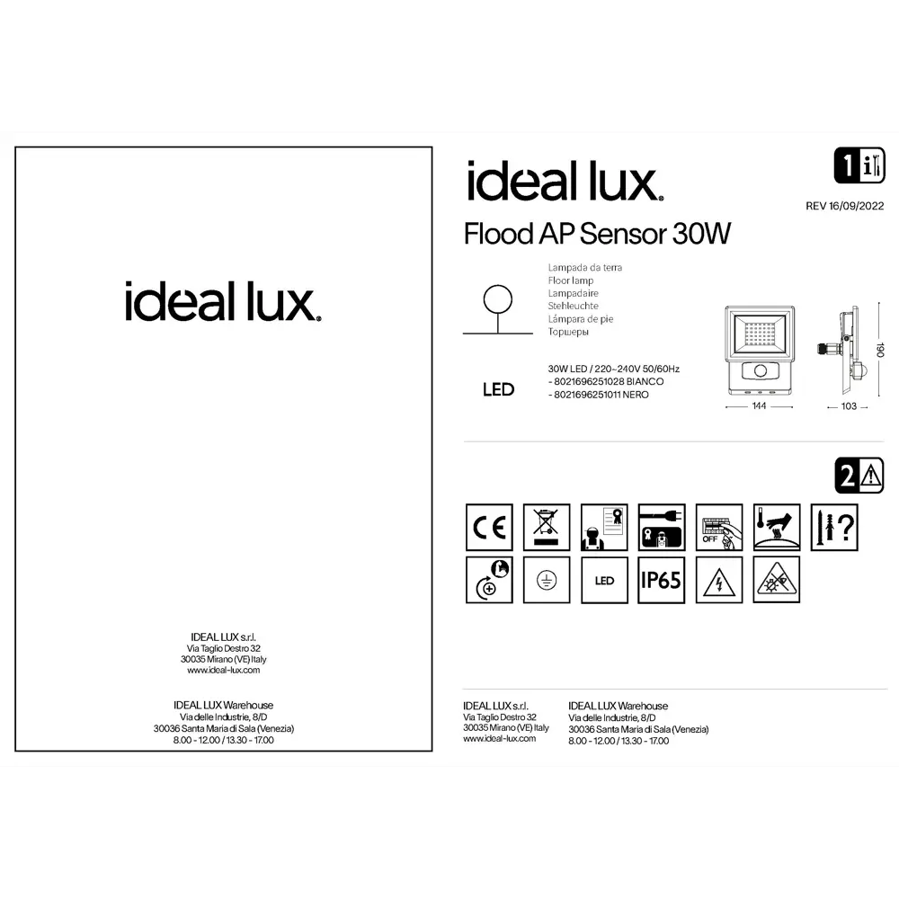 Фото 4 Прожектор светодиодный уличный Ideal lux 251011 30 Вт 4000 К IP65 нейтральный белый свет Фото 4 Прожектор светодиодный уличный Ideal lux 251011 30 Вт 4000 К IP65 нейтральный белый свет