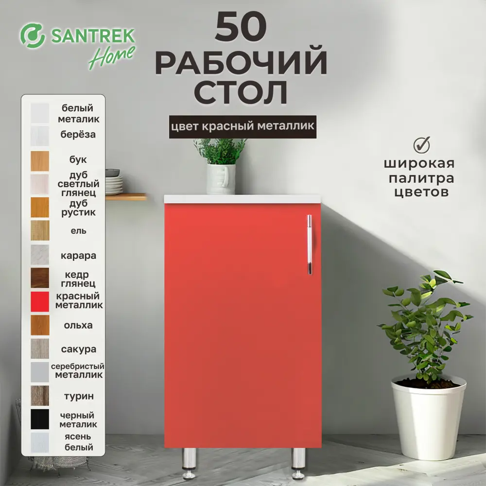 Фото 2 Напольный шкаф Santrek 50x80x44 см МДФ цвет красный Фото 2 Напольный шкаф Santrek 50x80x44 см МДФ цвет красный