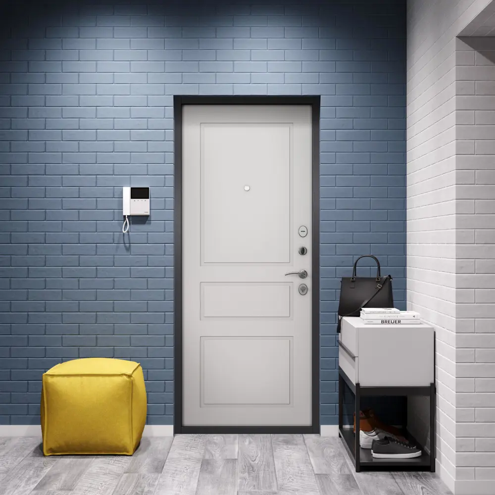 Фото 3 Входная дверь Unicorn Apartment правый 205x96 см цвет графит букле/белый софт Фото 3 Входная дверь Unicorn Apartment правый 205x96 см цвет графит букле/белый софт