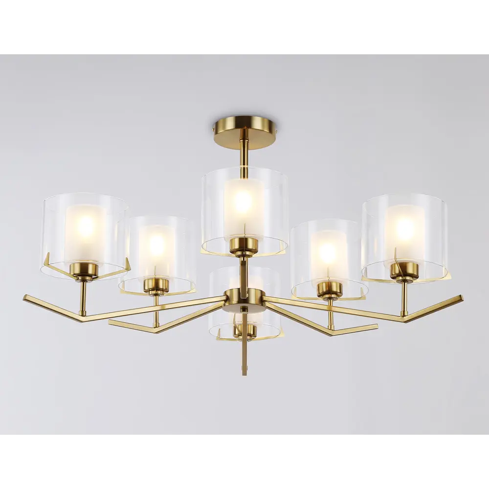 Фото 3 Люстра на штанге Ambrella light High light Lh57008 6 ламп 32 м² цвет белый матовый, латунь Фото 3 Люстра на штанге Ambrella light High light Lh57008 6 ламп 32 м² цвет белый матовый, латунь