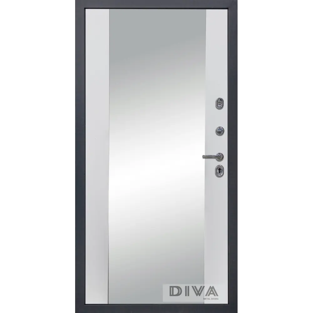 Фото 3 Входная дверь Diva МД-40 205x96см правый цвет Д15 белый софт/титан с зеркалом Фото 3 Входная дверь Diva МД-40 205x96см правый цвет Д15 белый софт/титан с зеркалом