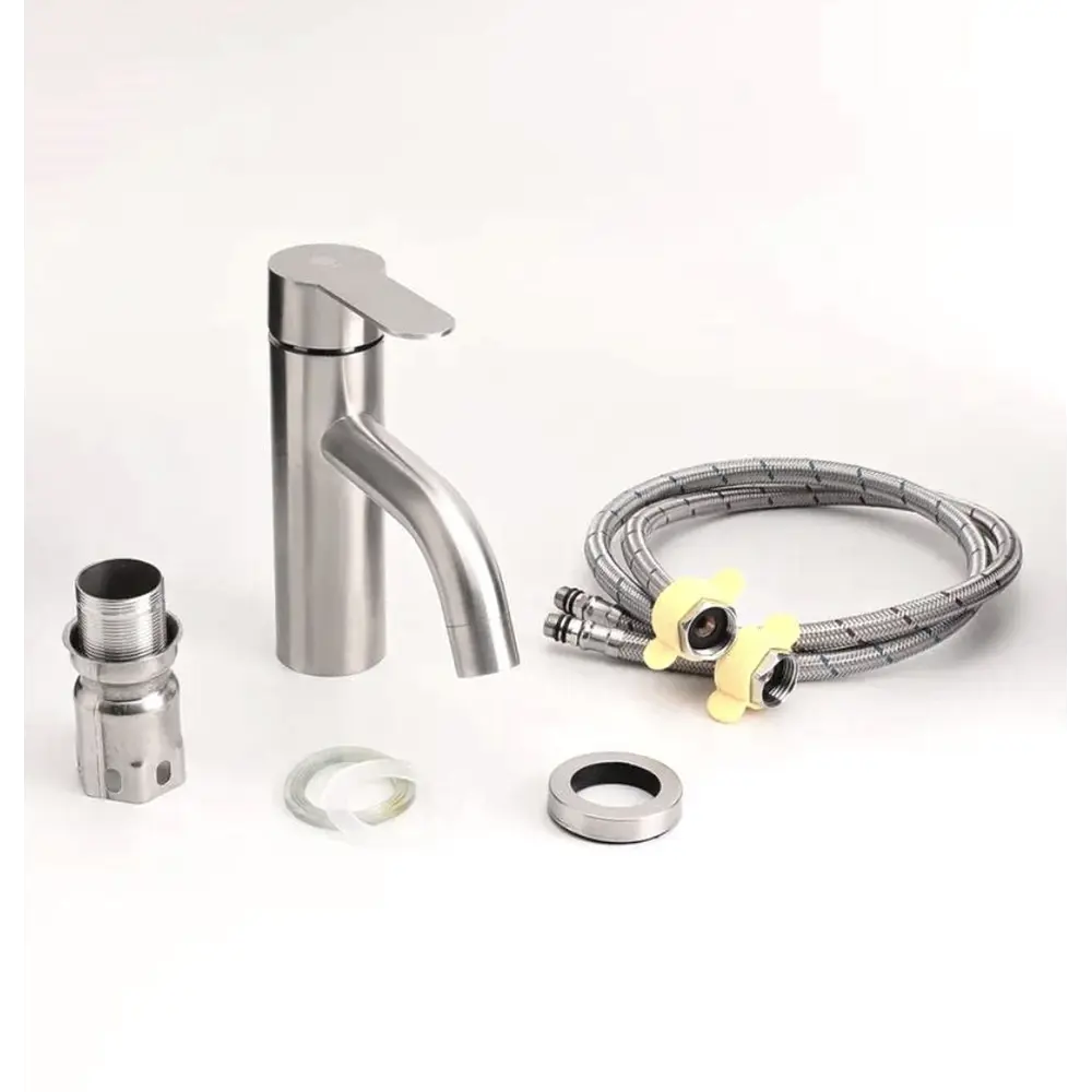 Фото 8 Комплект Bauedge BF1283:столешница кварц 60см с кронштейном серый раковина Element D41, мрамор, смеситель Dream нерж.сталь, выпуск и сифон Stil хром Фото 8 Комплект Bauedge BF1283:столешница кварц 60см с кронштейном серый раковина Element D41, мрамор, смеситель Dream нерж.сталь, выпуск и сифон Stil хром