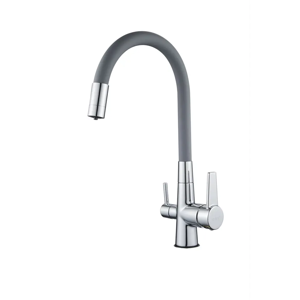 Фото Смеситель для кухни D-lin D159317-2 поворотный излив 20 см цвет серый / серебристый