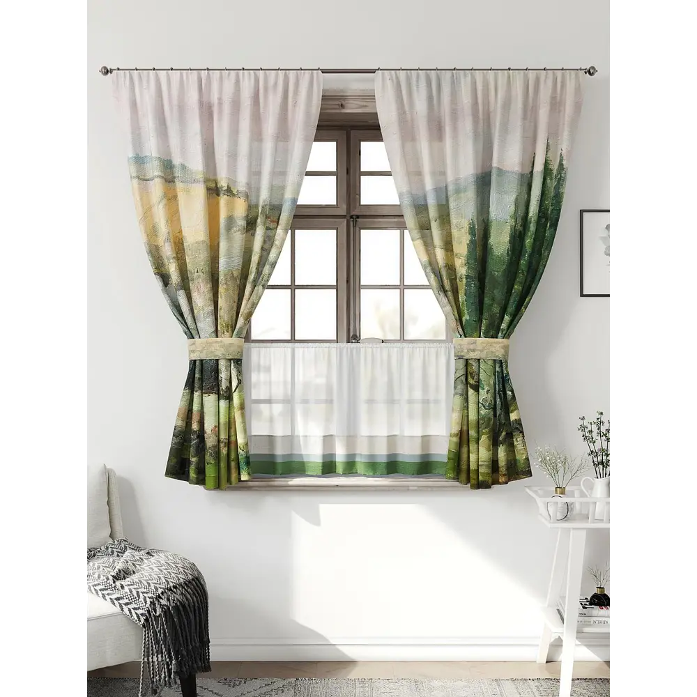 Фото Комплект штор Comfy way CW705132-160 на шторной ленте 160x150 см цвет зеленый, разноцветный Фото Комплект штор Comfy way CW705132-160 на шторной ленте 160x150 см цвет зеленый, разноцветный