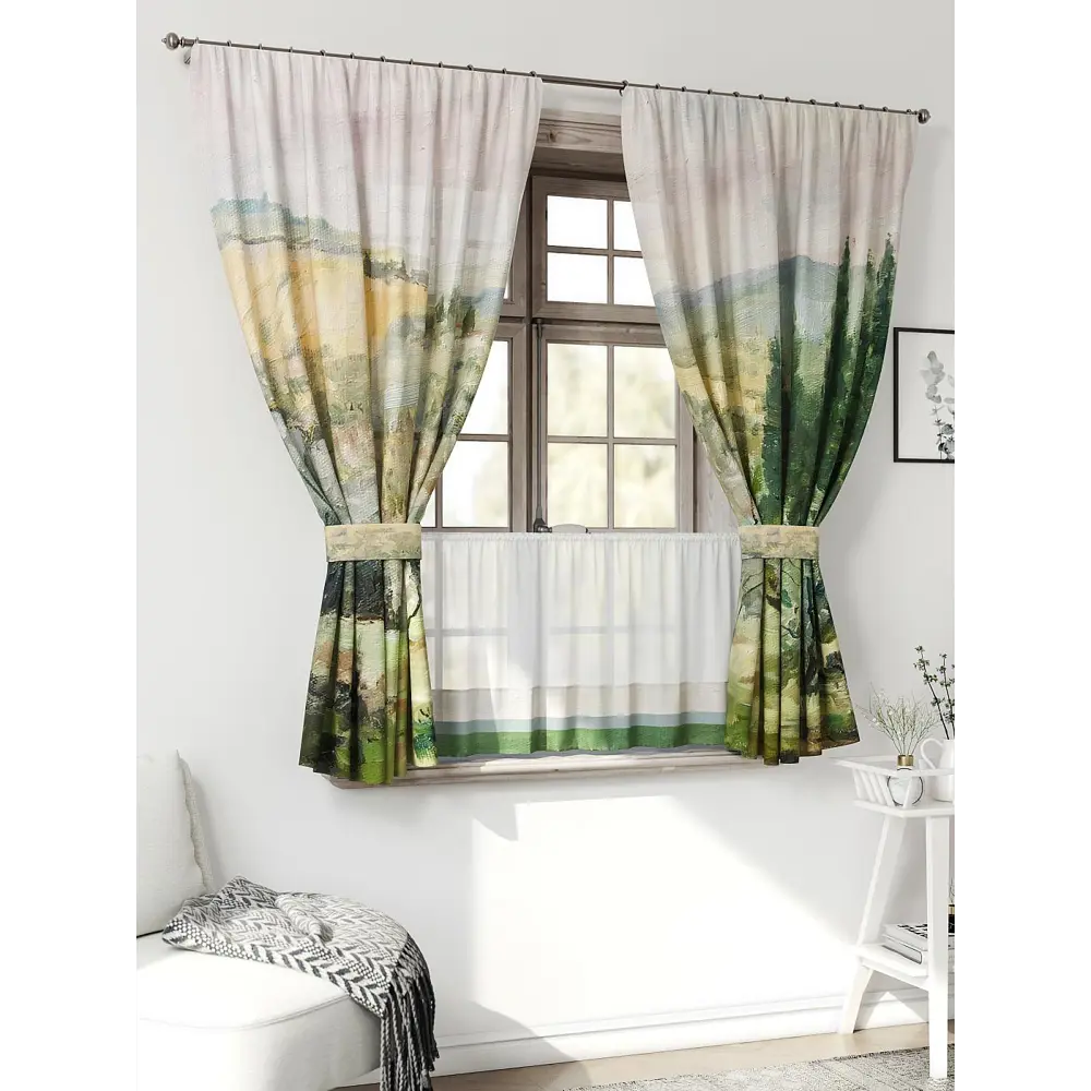 Фото 3 Комплект штор Comfy way CW705132-160 на шторной ленте 160x150 см цвет зеленый, разноцветный Фото 3 Комплект штор Comfy way CW705132-160 на шторной ленте 160x150 см цвет зеленый, разноцветный